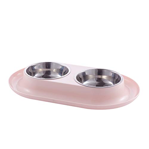 AnRui Doppelt Hund Katze Schalen Premium Edelstahl Fressnäpfen auslaufsicherem PP Station, Lebensmittel Wasser Feeder Katzen Kleine Hunde, Rose von MXCELL