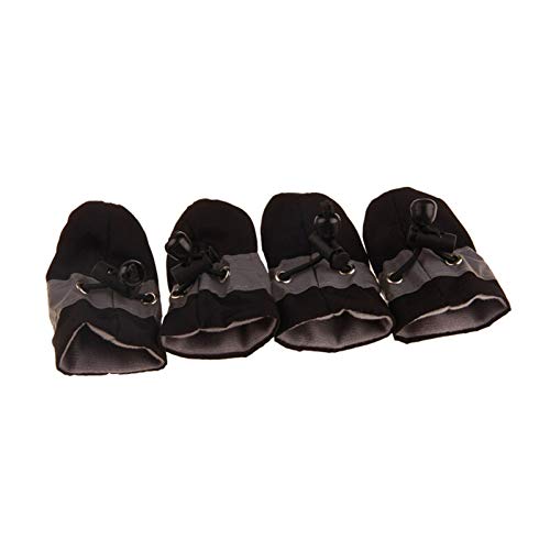 MXDLSM Pfotenschutz Hund 4 Teile/Satz Pet Hunde Winterschuhe Regen Schnee wasserdichte Booties Socken Gummi Anti-Rutsch Schuhe Für kleine Hund Welpen Schuhe Hundeschuhe (Color : Black, Size : No. 1) von MXDLSM