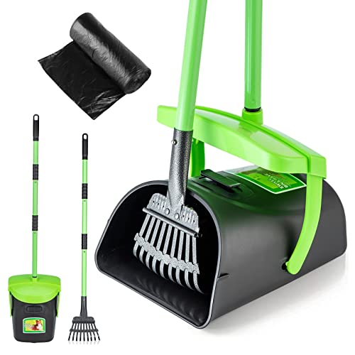 MXF Pooper Scooper Swivel Bin & Rake Kit mit 20 Kotbeuteln, 93 cm langer Griff, verstellbar, tragbar, nicht zerbrechlich, Hundekotschaufel für große, mittelgroße und kleine Hunde, Hof, Hundehütte von MXF