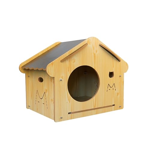 litter box Multifunktionaler Katzenkäfig mit Unterschlupf und Kratzbaum Katzenkäfig Gehege für Katze Curry Haustiere, hölzerne große Katze Haus, Outdoor hölzerne streunende Katze Unterschlupf.(Double von MXFKLJ