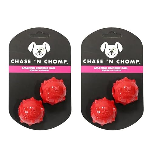 MXGRAPHIC Hundespielzeug, Mini-Quietschball, weich, schwimmfähig, federnd, ideal for Werfen und Jagen, am besten for Mini- oder kleine Hunde(4 red Balls) von MXGRAPHIC