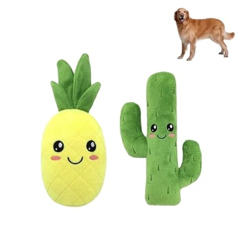 MXGRAPHIC Interaktives Kauspielzeug for Hunde, bissfest, quietschend, Plüschpuppe, Ananas-Kaktus-förmiges Spielzeug for kleine Hunde, Heimtierbedarf(Pineapple) von MXGRAPHIC