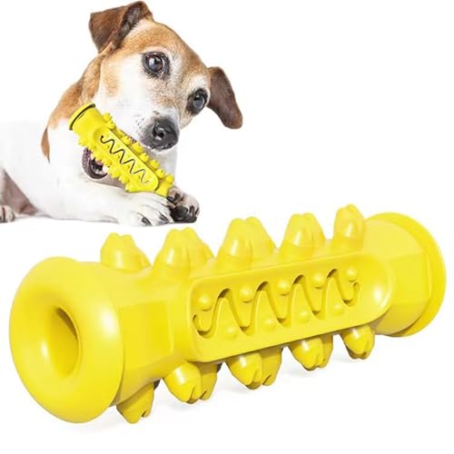 MXGRAPHIC Kautschuk Hund Molar Zahnbürste Spielzeug Kauen Reinigung Zähne Sicher Welpen Zahnpflege Weiche Haustier Spielzeug Liefert Haustier Zubehör(Basic Yellow) von MXGRAPHIC