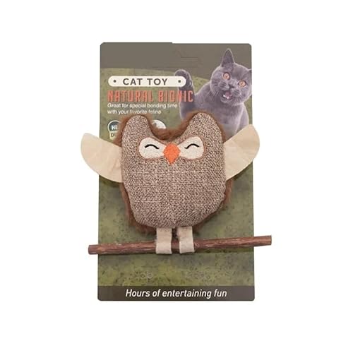 MXGRAPHIC Mode Eule Katzenminze Spielzeug Selbst-Unterhaltung Katzenminze Feder Zähne Schleifen Stick Zähne und Bissfeste Pet Supplies(Brown Owl,1) von MXGRAPHIC