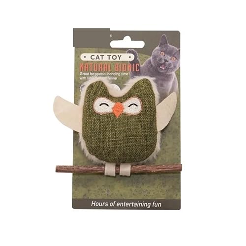 MXGRAPHIC Mode Eule Katzenminze Spielzeug Selbst-Unterhaltung Katzenminze Feder Zähne Schleifen Stick Zähne und Bissfeste Pet Supplies(Green Owl,1) von MXGRAPHIC