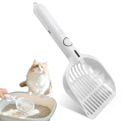 MXTIMWAN Steamy Katzenschaufel, 3-in-1Katzenstreuschaufel mit Dampf Self Cleaning, Staubbekämpfung und Desodorierung Katzenklo Schaufel, weiß Schaufel für Katzenstreu von MXTIMWAN