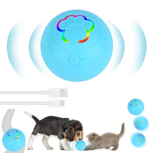 MXTIMWAN Interaktives Hunde Ball Spielzeug, Selbstrollender Ball Hund, Hundespielzeug Ball USB Wiederaufladbar, für Welpen/Kleine/Mittlere Hunde von MXTIMWAN