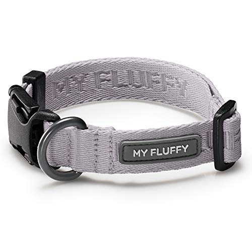 MY FLUFFY Hundehalsband für kleine bis mittelgroße Hunde, verstellbar, Dunkelgrau, Größe L von MY FLUFFY