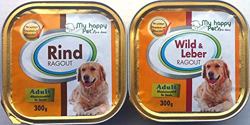 54 x 300g MY HAPPY PETS Hundefutter Ragout 2 Verschiedene Sorten von MY HAPPY PETS