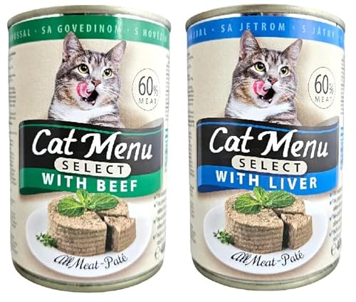 Cat Menü Select Premium Katzenfutter Pastete 2 Sorten 60% Fleisch 40 x 400g von MY HAPPY PETS