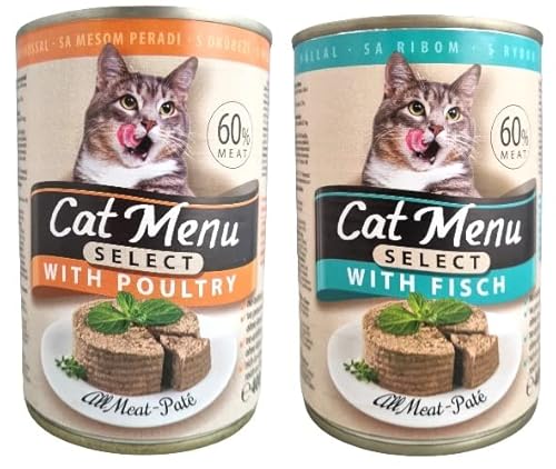 Cat Menü Select Premium Katzenfutter Pastete 2 Sorten 60% Fleisch 40 x 400g von MY HAPPY PETS