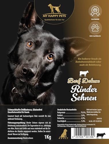 MY HAPPY PETS Barf Deluxe Rindersehnen für Hunde 1kg – natürlicher Kausnack – langanhaltend von MY HAPPY PETS