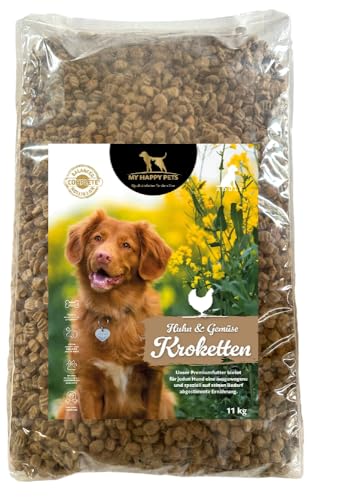 MY HAPPY PETS Hundefutter Adult Kroketten 65% Huhn & 10% Gemüse 11 kg von MY HAPPY PETS