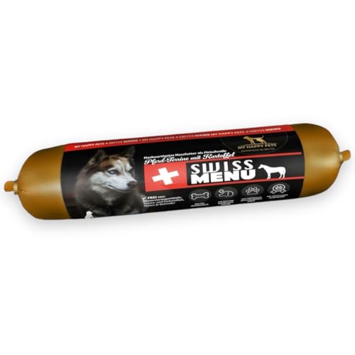 MY HAPPY PETS Hundefutter Swiss Menü Fleischrolle Pferd mit Kartoffel & Möhren 40 x 400 g von MY HAPPY PETS