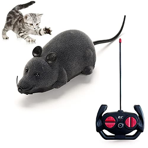 MYCreator Fernbedienung Gefälschte Ratte Realistische Maus Katzenspielzeug Mäuse RC Spielzeug Katze Mäuse Tier Interaktive Spielzeugfiguren Katze Laufrad Kabellose Jagd Streich Witz Gruselige Trick von MYCreatoy