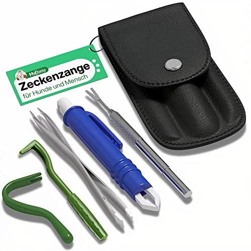 MYDAISY 3X Zeckenzange 5er Set mit Etui - Zeckenschutz für Haustiere & Kinder - Zeckenzange für Hunde - Zeckenhaken - Zeckenzange Katze von MYDAISY