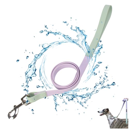 Wasserdichte Hundeleine, strapazierfähiges PVC-Seil, Hundeleine für große, mittelgroße und kleine Hunde, Retrieverleine, Hundeleine zum Gehen, Laufen (lila und grün), Größe M von MYDEERYOO