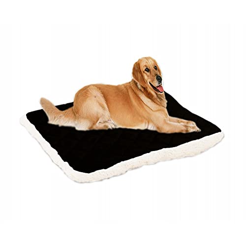 MYHJL Schaf-Fleece-Haustierbett für große Hunde, warm, dick, weich, für Welpen, Katzen, Sofakissen, für große Hunde, Schlafbett, Hundehütte (56 x 40 cm, schwarz) von MYHJL