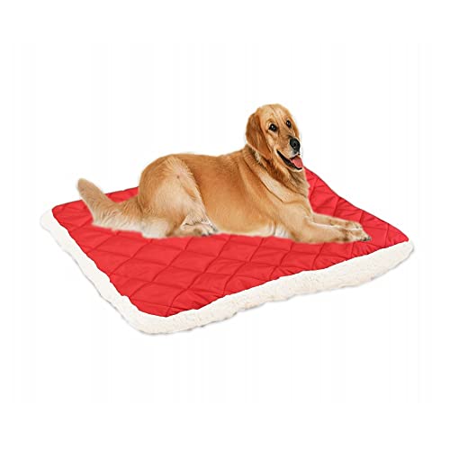 MYHJL Schaf-Fleece-Haustierbett für große Hunde, warm, dick, weich, für Welpen, Katzen, Sofakissen, große Hunde, Schlafbett, Hundehütte (85 x 65 cm, rot) von MYHJL