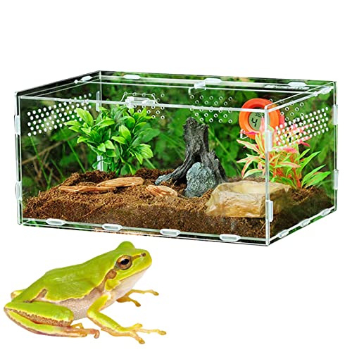 Acryl-Reptil-Terrarium-Behälter | Zuchtbox Terrarienbecken Klarer Fresshabitat,Transparente Reptilien-Futterbox Reptilien-Terrarium-Lebensraum für Schlangenschildkröten-Eidechsen Greatideal von MYJIO