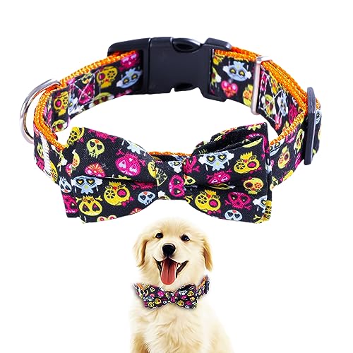 Halloween Haustierhalsband - Hundehalsband für große Hunde mit süßer Fliege - Glocke und Haustierhalsband für Halloween-Kostüme, verstellbare Halsbänder für kleine, mittelgroße und roße von MYJIO