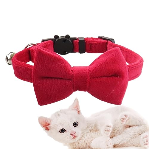 Haustierhalsband mit Glöckchen – Bequemes Katzenhalsband mit Schleife | Hundebekleidung Zubehör Schöne Halsbänder für Zuhause, Hochzeit, Spazierengehen, Reisen, Fotografie von MYJIO