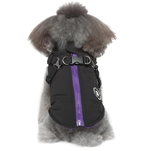 Qincu-ca Hundemantel für kaltes Wetter, warme Hundeweste mit Geschirr, Wintermantel für kleine Hunde, warme Jacke, kleine Hundeweste, Geschirr, Welpen, Winter, kaltes Wetter von MYJIO