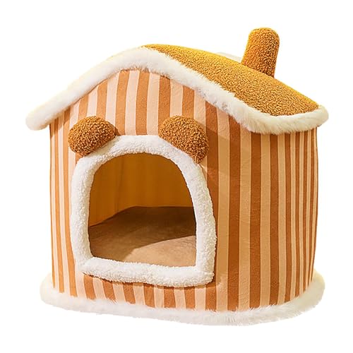 Warmes Katzenbett - Geschlossenes Hausform-Katzenhöhlen-Hundebett mit Reißverschluss-Haustiernest,Winter Supplies Bequemes Katzenversteck für Katzen, Hunde, Haustiere, Kaninchen von MYJIO