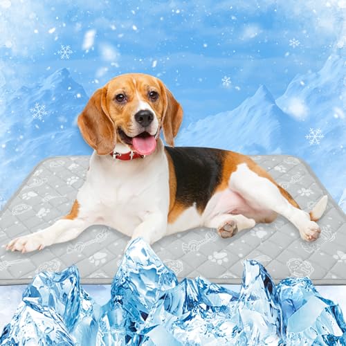 MH MYLUNE HOME Kühlmatte für Hunde Katze Thermochrome Hundekühlmatte Selbstkühlend rutschfest Wasserabsorbierend Tragbar Kühldecke für Hunde Hundedecke Kühlend Cooling Mat Dog- L 100 x 70 cm von MH MYLUNE HOME