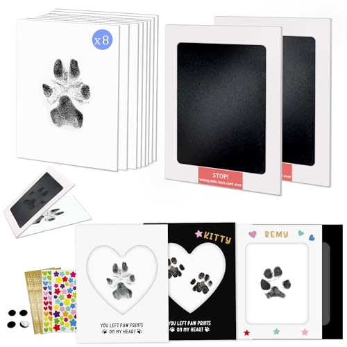 MYPAWLETS Tintenloses Pfotenabdruck-Set für Hunde und Katzen, kein Durcheinander und sauberes Touch-Stempelkissen für Hundepfotenabdrücke, Hundenasenabdruck-Set, Herz und quadratischer Papierrahmen, 2 von MYPAWLETS