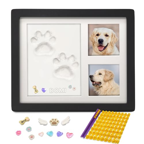 YPAWLETS Hunde- oder Katzenpfotenabdruck-Set mit Schmuckstücken, Haustierpfotenabdruck-Set, Holz-Bilderrahmen, personalisiertes Geschenk für Hundeliebhaber, Schwarz von MYPAWLETS