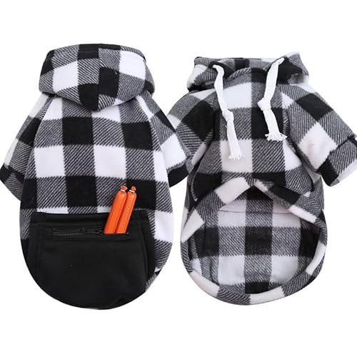 MYVZO Plaid Hoodie Hundekleidung Baumwolle für Hunde Kleidung Haustier Outfits Herbst Winter Print Rot von MYVZO