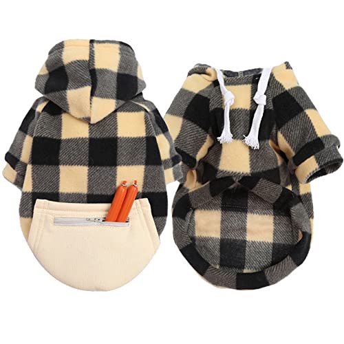 MYVZO Plaid Hoodie Hundekleidung Baumwolle für Hunde Kleidung Haustier Outfits Herbst Winter Print Rot von MYVZO