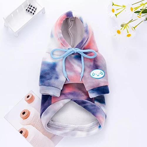 MYVZO Tie Dye Hoodie Haustier Hund Kleidung Kleidung Hunde Baumwolle Kleindruck Herbst Winter Blau von MYVZO