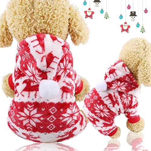 Mantel Vier Fuß Hundekleidung Koralle Samt Hoodie für Hunde Kleidung Haustier Warme Outfits Winter Dicker Druck Rot Jungen Maskottchen von MYVZO