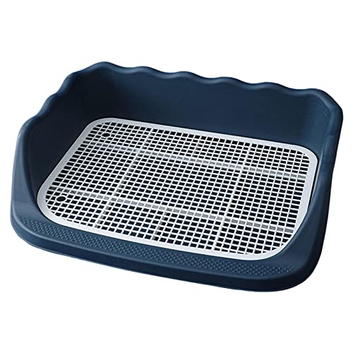 Katzentoilette Haustiertoilette, Reinigungswerkzeug Tragbares Leitplankendesign Kunststoff-Eckurinalschale Toilettenbecken for Katzenwelpen Meerschweinchen Chinchillas Kaninchen,(Dark Blue) von MYXJX