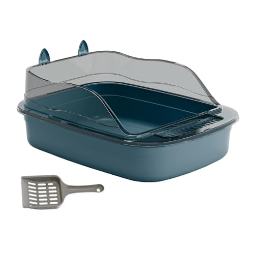 Katzentoilette Katzentoilette Katzentoilette Spritzschutz Katzensandkasten mit hohem Rand Katzensandbecken Große Bettpfanne Katzentoilette,(Blue) von MYXJX