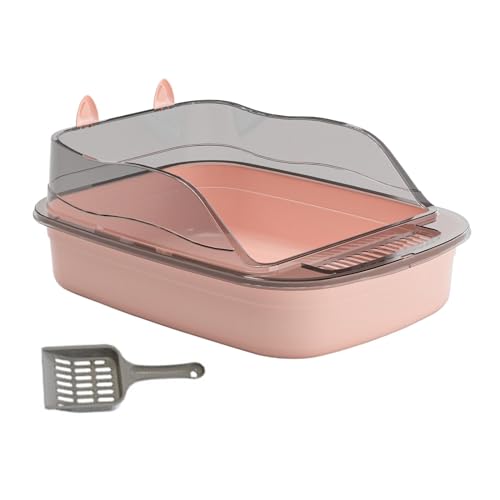 Katzentoilette Katzentoilette Katzentoilette Spritzschutz Katzensandkasten mit hohem Rand Katzensandbecken Große Bettpfanne Katzentoilette,(Pink) von MYXJX