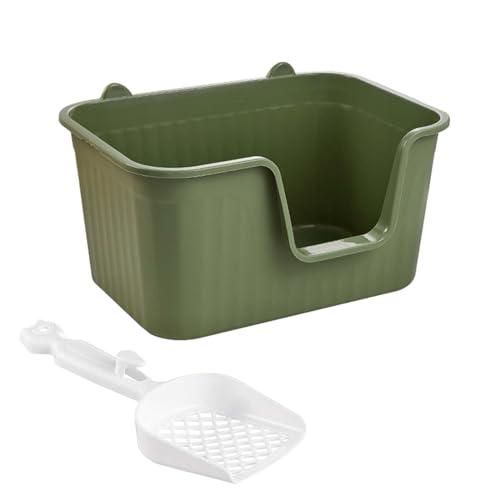 Katzentoilette Katzentoilette mit offener Oberseite, Katzentoilette, Bettpfanne, tragbares Kätzchen-Töpfchen, Toilette, Spritzschutz, Katzentoilette mit hoher Seite, groß(Green,L) von MYXJX