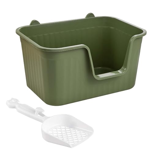 Katzentoilette Katzentoilette mit offener Oberseite, Katzentoilette, Bettpfanne, tragbares Kätzchen-Töpfchen, Toilette, Spritzschutz, Katzentoilette mit hoher Seite, groß(Green,XL) von MYXJX