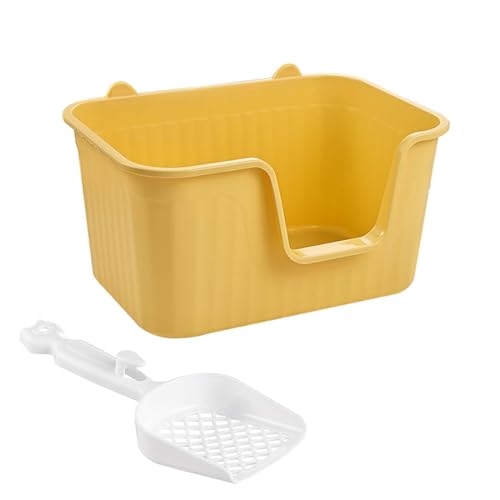 Katzentoilette Katzentoilette mit offener Oberseite, Katzentoilette, Bettpfanne, tragbares Kätzchen-Töpfchen, Toilette, Spritzschutz, Katzentoilette mit hoher Seite, groß(Yellow,L) von MYXJX