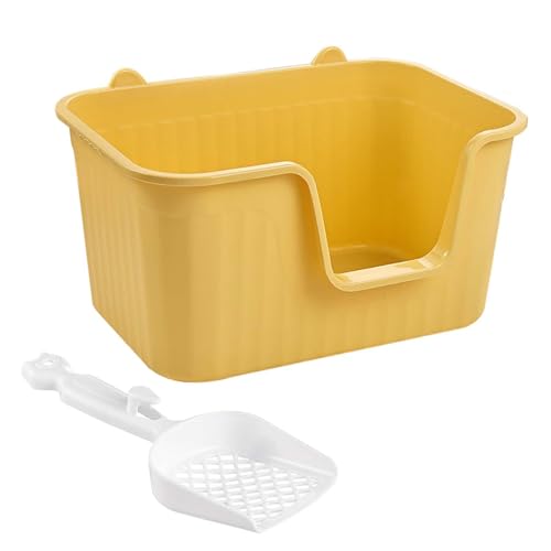 Katzentoilette Katzentoilette mit offener Oberseite, Katzentoilette, Bettpfanne, tragbares Kätzchen-Töpfchen, Toilette, Spritzschutz, Katzentoilette mit hoher Seite, groß(Yellow,XL) von MYXJX