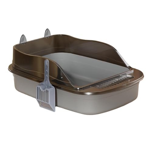 Katzentoilette Katzentoiletten mit hohen Seitenwänden, Katzentoiletten mit offener Oberseite, Katzentoiletten mit Spritzschutz und hohen Seitenwänden,(Gray) von MYXJX