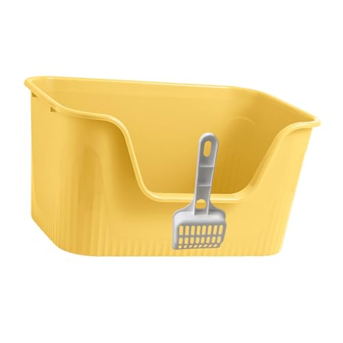 Katzentoilette Oben offene Katzentoilette Katzentoilette Katzentoilette Antihaft-Sieb-Katzentoiletten for alle Arten von Katzenstreu,(Yellow) von MYXJX