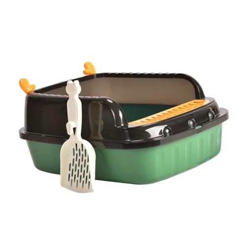 Katzentoilette Oben offene Katzentoilette Katzentoilette Spritzwassergeschützt mit Schaufel Erhöhte Katzentoilette for alle Arten von Katzenstreu Kitty,(Green,M) von MYXJX