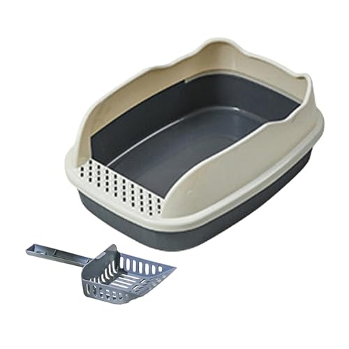 Katzentoilette Offene Katzentoilette Katzentoilette Katzensandkasten Erhöhtes halbgeschlossenes Katzentoilettenbecken Katzentoilette Katzentoilette Heimtierbedarf,(Gray) von MYXJX