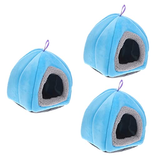 Nest für Kleintiere 3 stücke Kleine Haustier Nest Meerschweinchen Versteck Papagei Schlafen Bett Kaninchen Bett Hamster Haus Chinchilla Warme Bett Vogel N(Bluex3pcs) von MYXJX