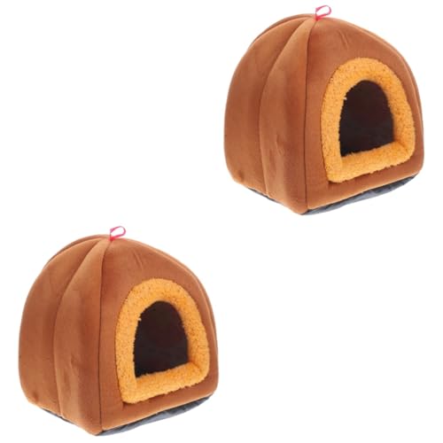 Nest für Kleintiere 4 stücke Kleine Haustier Nest Guinea Bettwäsche Haustier Ruhen Betten Haustier Ruhen Schlaf Samll Tiere Shelter Ratten Warme Haus GUI(Brownx2pcs) von MYXJX