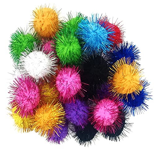 60 Stück glitzernde Bälle, 4,6 cm Lametta-Glitzer-Pom-Bälle, Lieblingsspielzeug für Katzen von MYYZMY