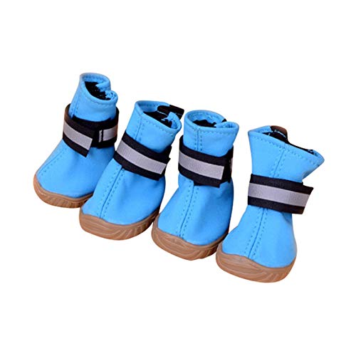MZFGIJNBO 4 Stück/Set von Hund Kleinen Hund Boot Cotton warmen Stiefel Schnee wasserdicht Rutschfester Sicherheitsschuh(Blue,2) von MZFGIJNBO